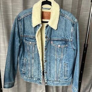 Levi's Blue Denim Sherpa Jacket